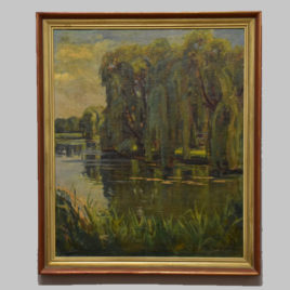 Josef Tobner, Teichlandschaft mit Trauerweiden, 20. Jh.