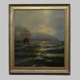 Unbekannte/r Künstler/in, Meerlandschaft mit Segelschiff, 19. Jh.