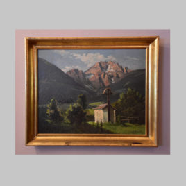 J. Makuc, Kapelle vor Bergkulisse, 1. H. 20. Jhd.